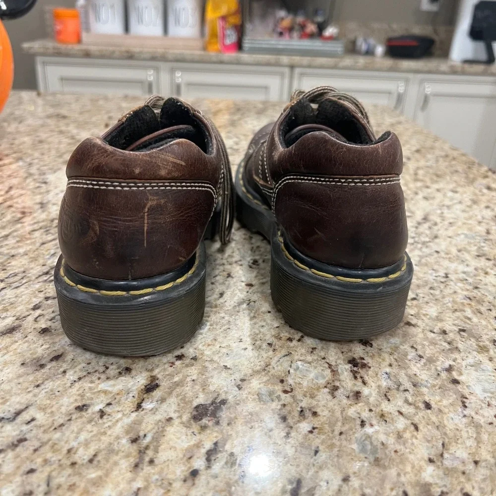 Dr. Martens 8A79 Brown Leather Chunky Oxford Shoes US Womens 6 Lug Sole
